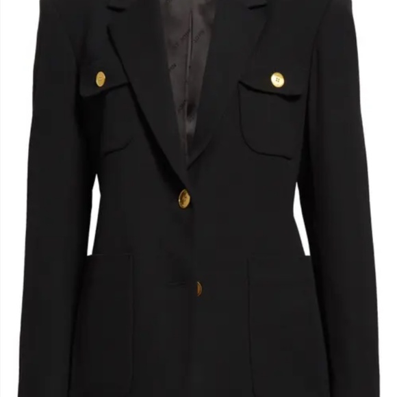 St John Women's Stretch Twill Blazer in Black Wool/Viscose/Polyester Size 14 NWT - Picture 2 of 4